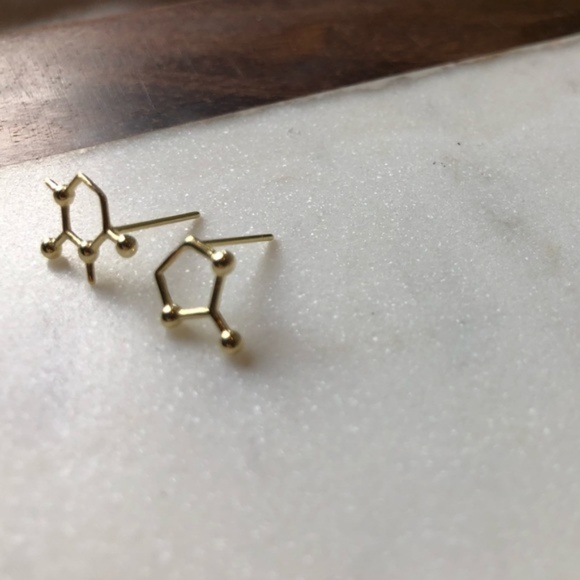 Caffeine Molecule Coffee Stud Earrings - Picture 5 of 5